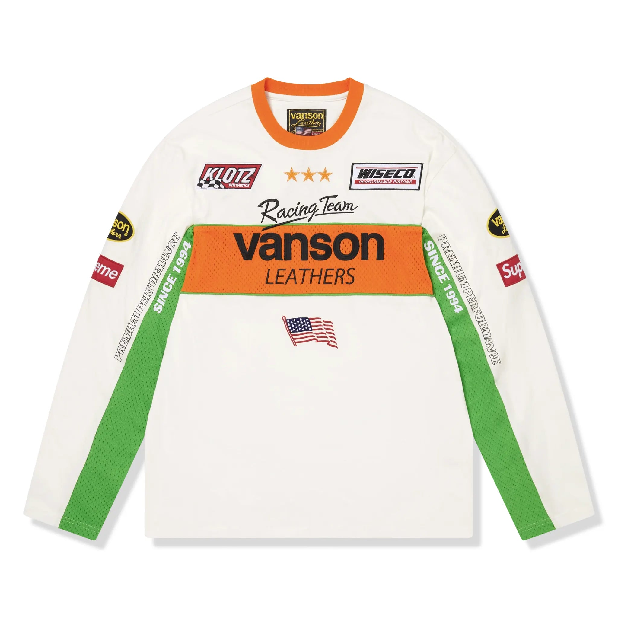 Front View of Supreme x Vanson L/S White Top (SS26)